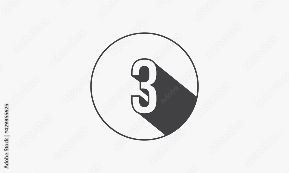 3 number circle line design flat vector. 3 number circle line design flat vector.