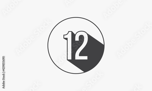 12 number circle line design flat vector.