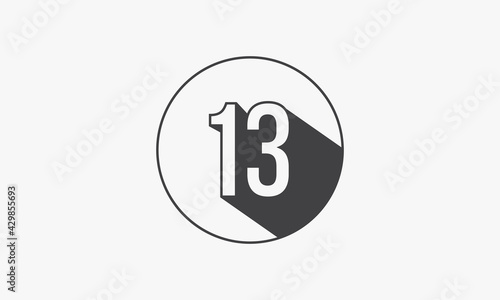 13 number circle line design flat vector.