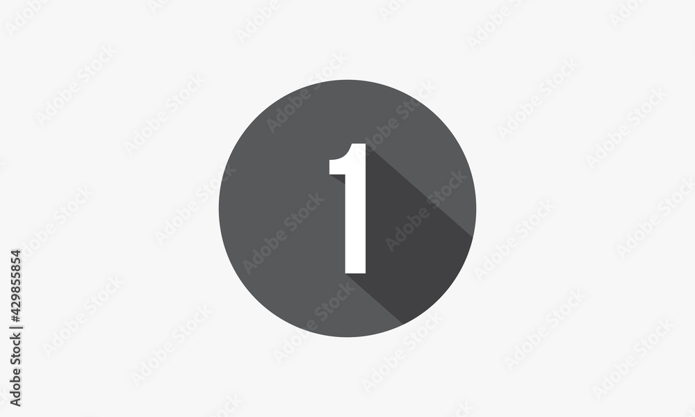 1 number with shadow isolated on white background. 1 number with shadow isolated on white background.
