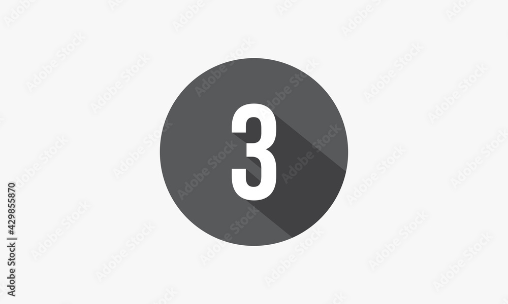 3 number with shadow isolated on white background. 3 number with shadow isolated on white background.