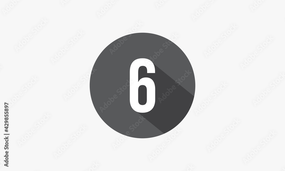 6 number with shadow isolated on white background. 6 number with shadow isolated on white background.