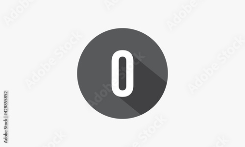 zero or 0 number with shadow isolated on white background.