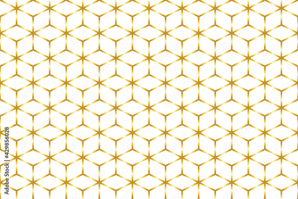 Seamless gold hexagonal line abstract isometric pattern. Minimal geometric vector shape background. Eps 10 texture illustration. Seamless gold hexagonal line abstract isometric pattern. Minimal geometric vector shape background. Eps 10 texture illustration.