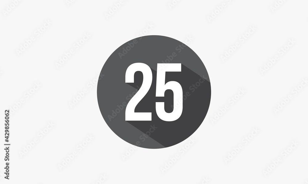 25 number with shadow isolated on white background. 25 number with shadow isolated on white background.