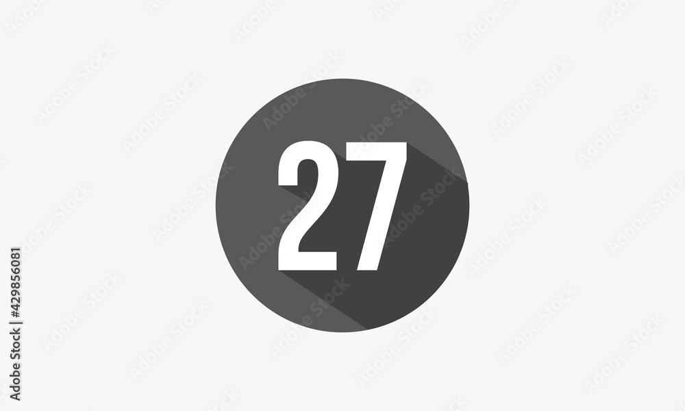 27 number with shadow isolated on white background. 27 number with shadow isolated on white background.