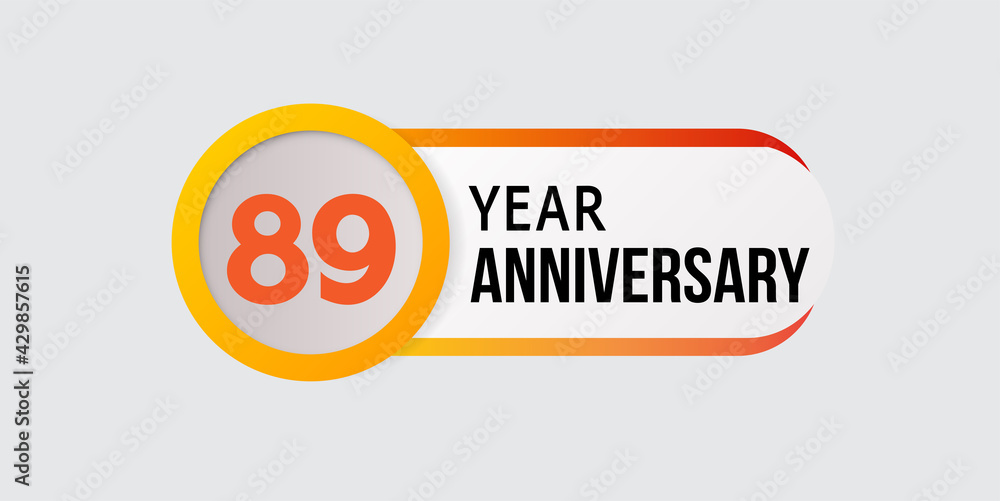 89 years anniversary celebration logo vector template design illustration