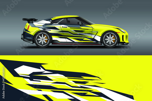 Car wrap design vector  truck and cargo van decal. Graphic abstract stripe racing background designs 