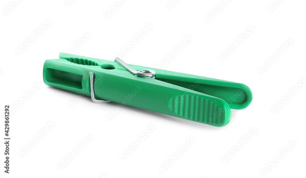 Bright green plastic clothespin isolated on white Bright green plastic clothespin isolated on white