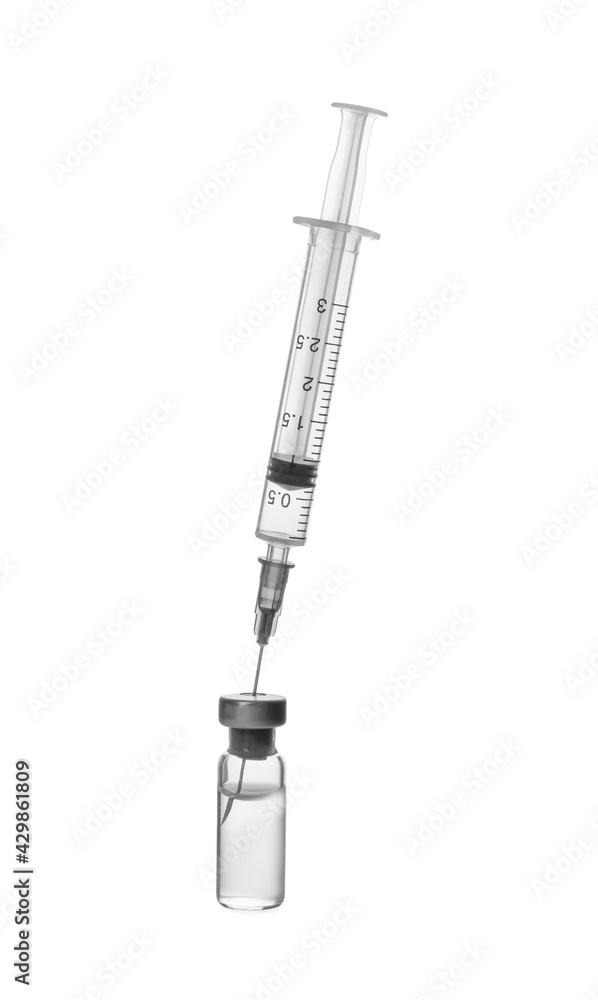 Syringe with vial of medicine isolated on white Syringe with vial of medicine isolated on white