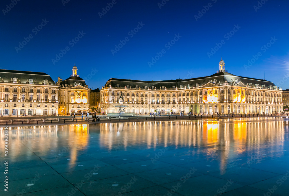 Bordeaux - city center at night, France