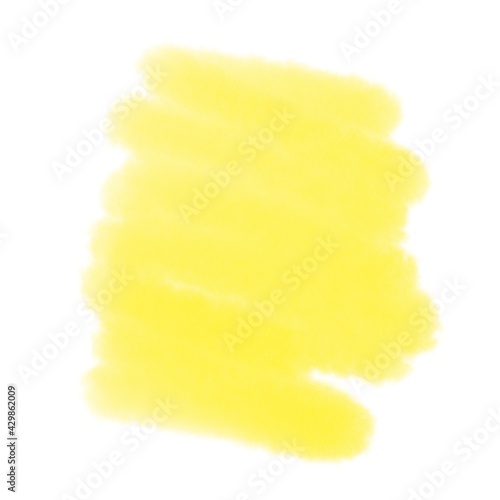 A yellow brush stroke isolated on a white background. A trendy brush stroke for yellow ink paint, grunge background, dirty banner, watercolor design, and dirty texture. Brush stroke, paint, write.