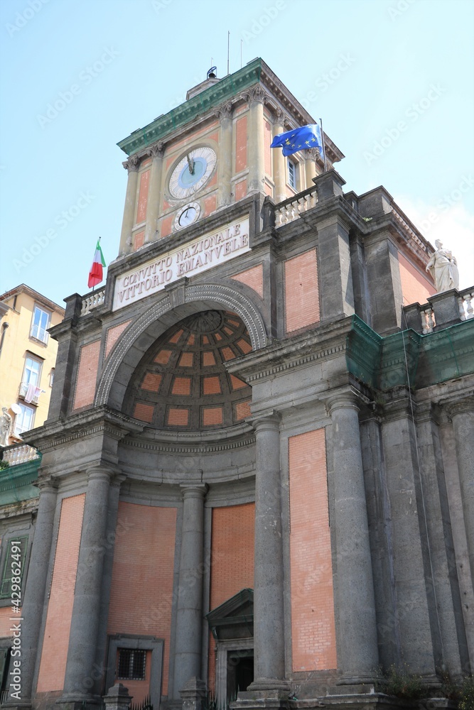 Entrance to Convitto Nazionale Vittorio Emanuele II in Naples, Italy 