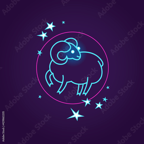 Vector illustration with Aries Zodiac sign.