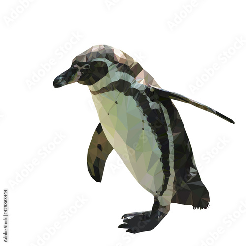 Vector illustration of low poly penguin. Geometric polygonal penguin silhouette.