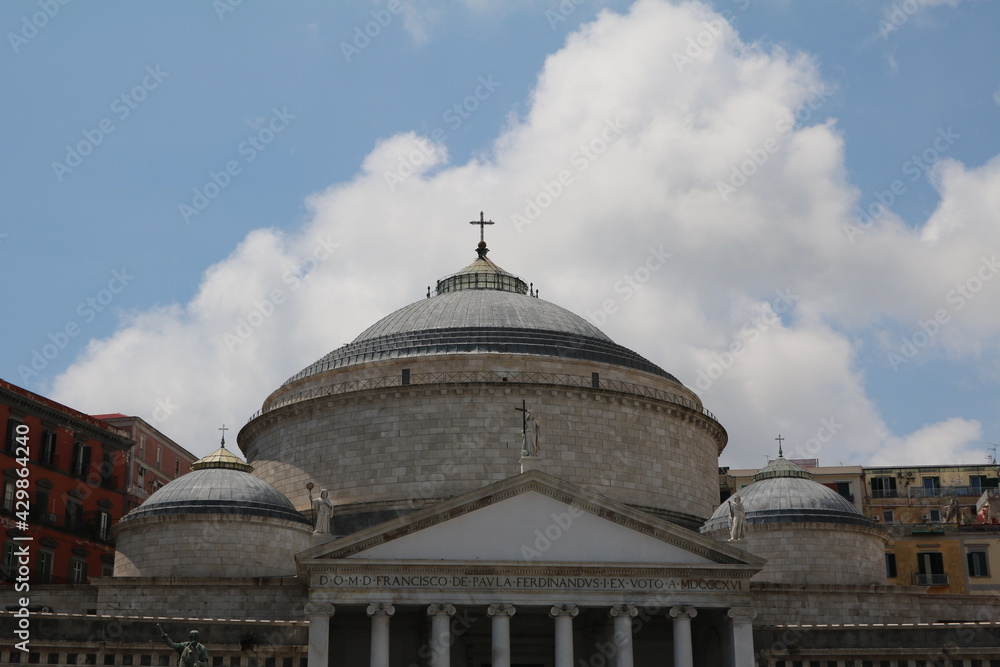 Domes of Basilica Reale Pontificia San Francesco da Paola in Naples, Italy
