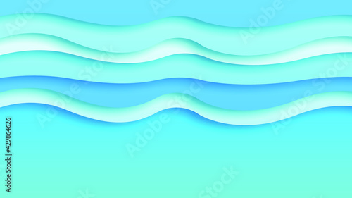 Abstract Paper Cut Sea Ocean Wave Water On Blue Background Vector Design