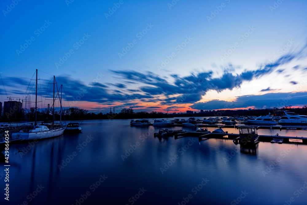 the sunset on a long exposure