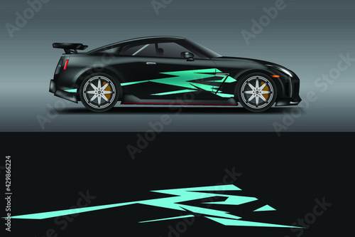 Car wrap design vector    For vehicle  rally  race  adventure and car racing livery   decal .