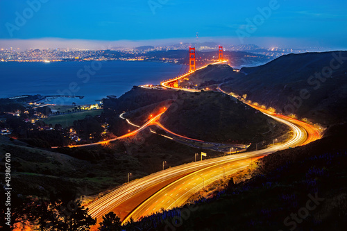 Golden Gate Bridge at night, USA