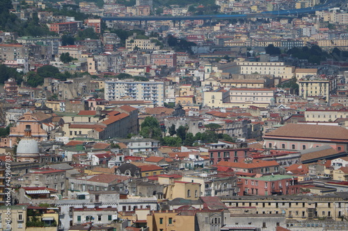 View from Terrazza Panoramica Villa Floridiana to Naples on the Gulf of Naples, Italy 