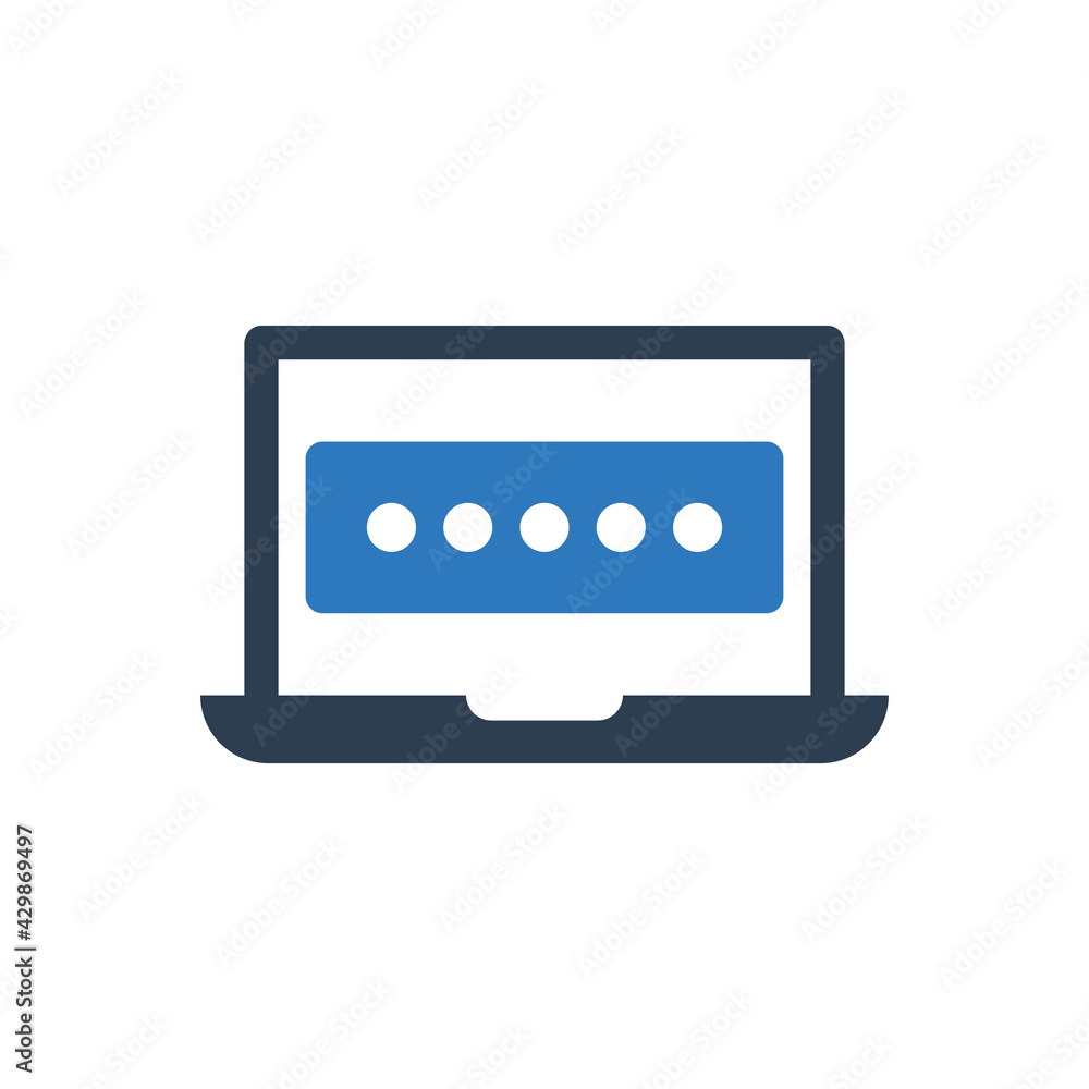 Password Security Icon Laptop Sing Symbol Password Security Icon Laptop Sing Symbol