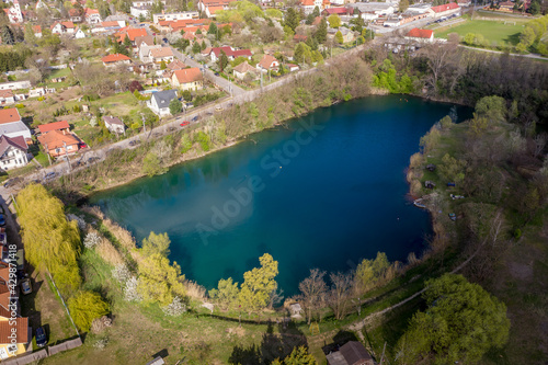 Hungary - Erdokertes city - an car under the water from drone view © SAndor