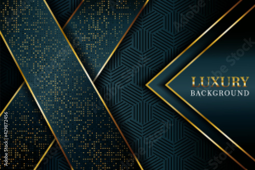 gold abstract green background banner with circle gold list and golden gliters dots color creative digital light modern