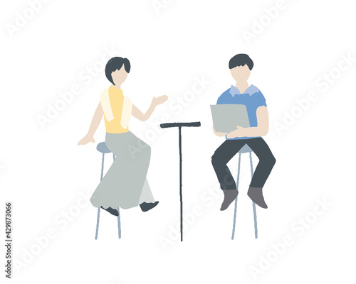 オフィスで打ち合わせ中の男女　Men and women having a meeting in the office