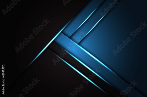 Abstract blue light on black metallic texture with simple text design modern luxury futuristic background EPS10 vector