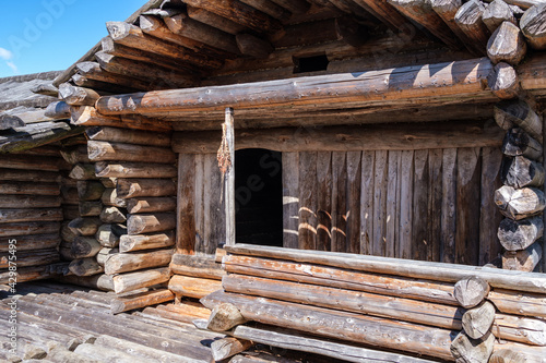 details of old restored wooden log castle © Martins Vanags