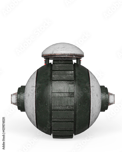 robot ball in white background rear view