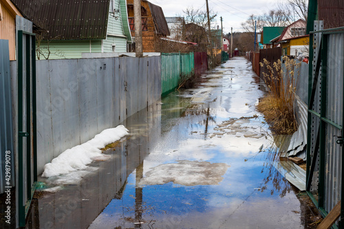 Wallpaper Mural Flooded territory of summer cottages during spring floods Torontodigital.ca