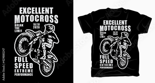 Excellent motocross typography with rider t-shirt