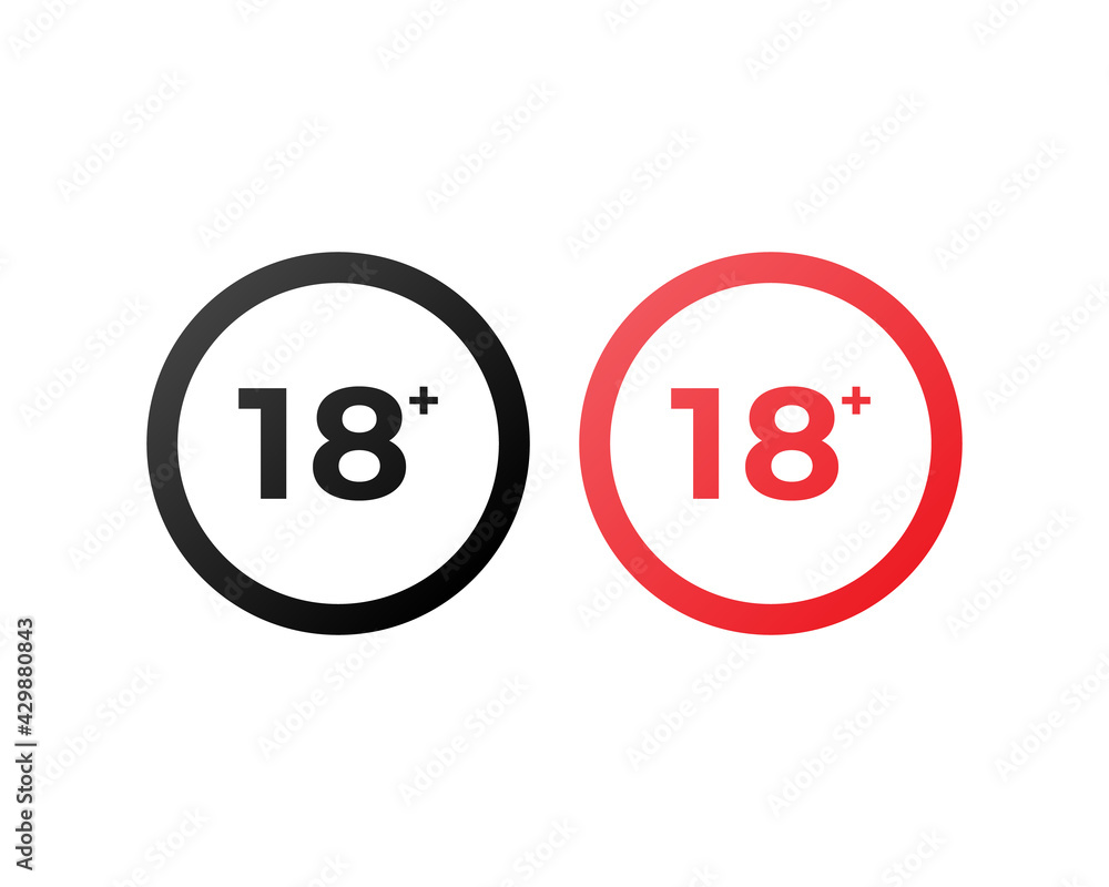 Under eighteen round sign, adults only, isolated background, vector illustration. Under eighteen round sign, adults only, isolated background, vector illustration.