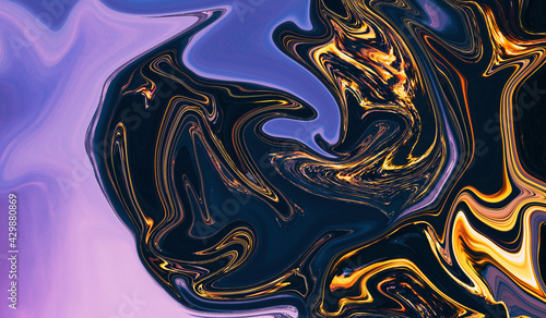 Colorful Gold Purple Abstract Modern Hand Painted Seamless Background Swirls Pattern Design