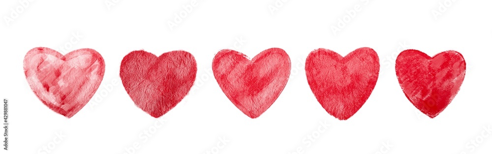 Watercolor red heart on white background