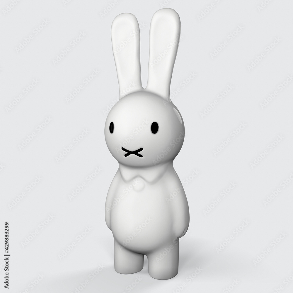 Fototapeta premium Greeting card with with white Easter rabbit. Funny bunny. Easter Bunny 3d-illustration 3d-rendering