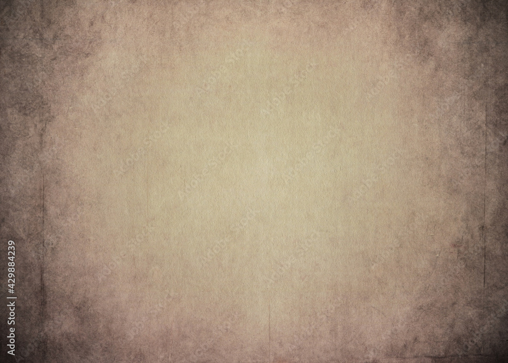 Abstract grey stained paper texture background or backdrop. Empty old brown paperboard or grainy cardboard for decorative design element. Simple monochrome surface for journal template presentation.