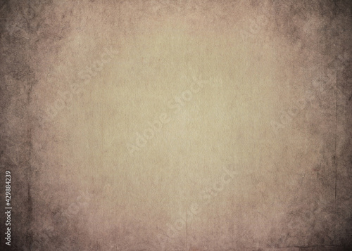Abstract grey stained paper texture background or backdrop. Empty old brown paperboard or grainy cardboard for decorative design element. Simple monochrome surface for journal template presentation.