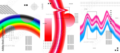 Vector illustration. Abstract liquid colorful shapes collection isolated on white geometric background. Modern art. Design elements for poster, book cover, brochure, magazine, flyer, booklet, layout