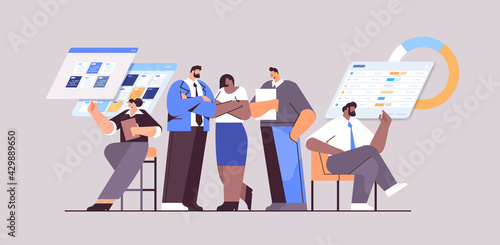 mix race businesspeople team discussing during corporate meeting brainstorming business development teamwork