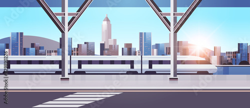 modern town with skyscrapers and monorail train on bridge smart city solutions urban infrastructure innovation