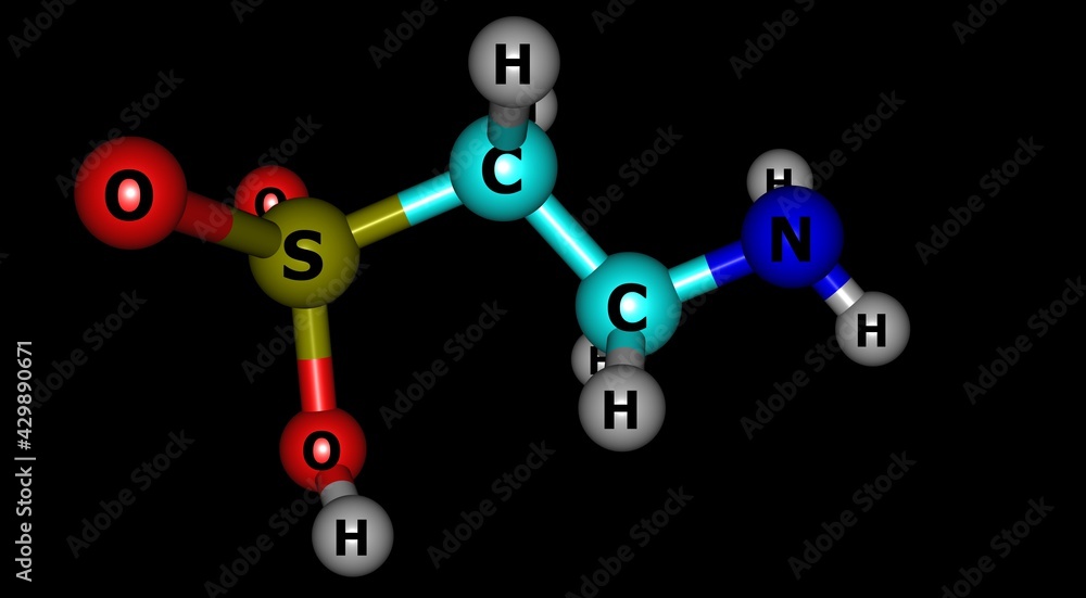 Taurine molecular structure isolated on black Taurine molecular structure isolated on black