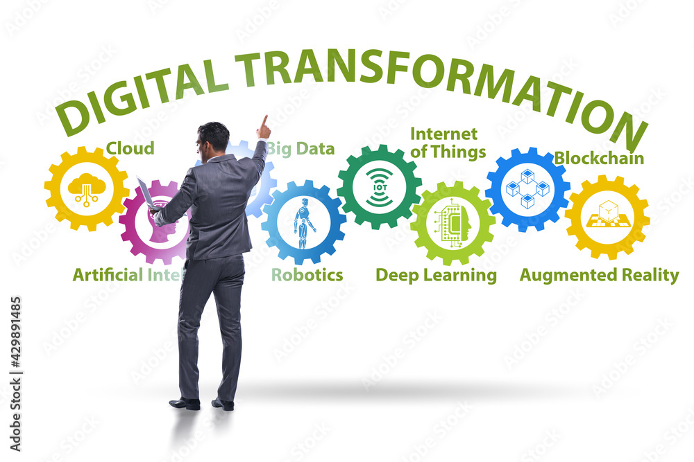Concept of digital transformation with businessman Concept of digital transformation with businessman