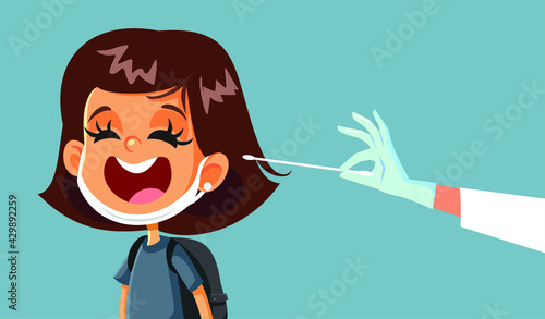 Little Student Girl Being Tested for Covid-19