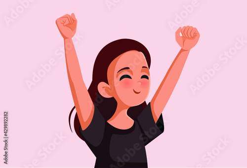 Happy Cheerful Teenage Girl Vector Illustration