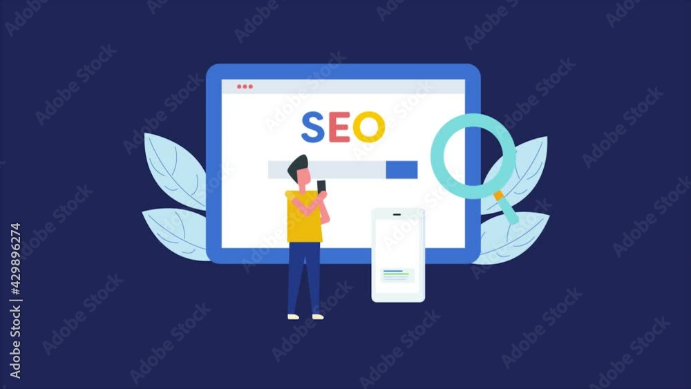 SEO. Businessman using search engine, browsing internet with smartphone concept. Animation 4k video. SEO. Businessman using search engine, browsing internet with smartphone concept. Animation 4k video.