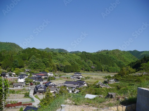 village in the valley of the mountains in Japan