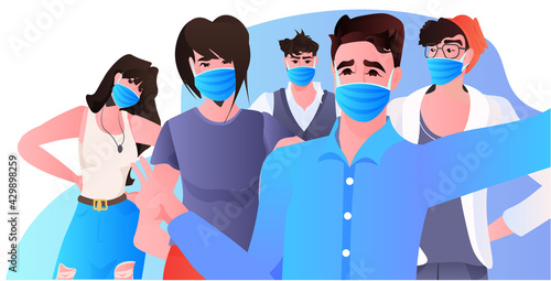 stop asian hate mix race activists in masks protesting against racism support people during coronavirus pandemic